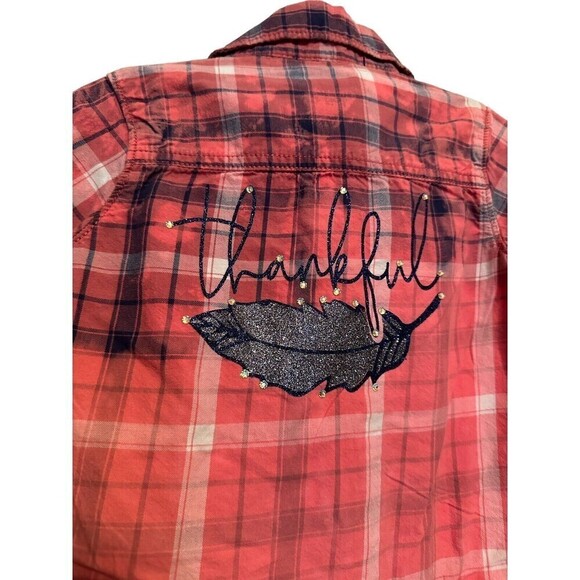 Upcycled Distressed Ombre “Thankful” Boutique Long Sleeve Size 18m - Picture 4 of 4